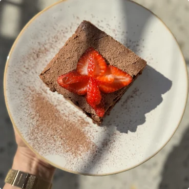 Homemade chocolate cake with strawberries